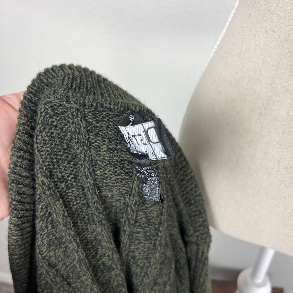 Vintage Distinctive Olive Green Belted Cardigan Dark Academia Cottagecore S - Picture 9 of 9